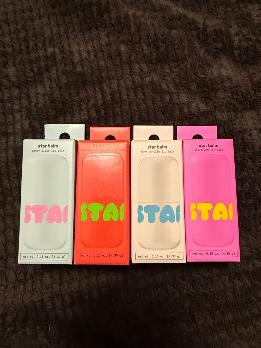 Star Balm Lip Balm 4-Pack — Pastel Mint, Coral Orange, White & Bright Pink